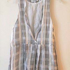 Talasa gray / white plaid sleeveless single button duster size 38